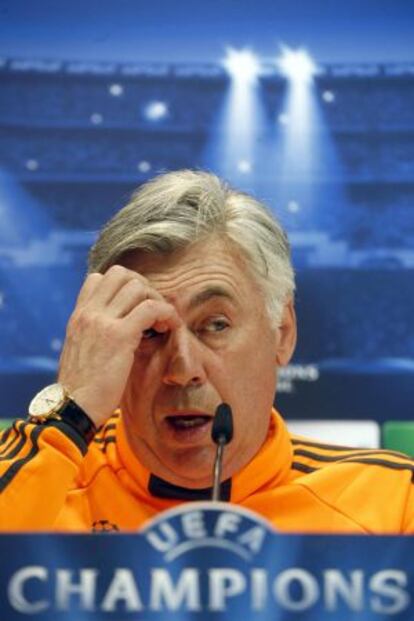 Ancelotti, durante la rueda de prensa