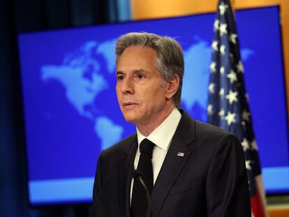 El secretario de Estado Anthony Blinken, durante una conferencia de prensa el 20 de marzo en Washington.