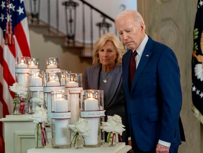 El presidente de Estados Unidos, Joe Biden, durante su discurso a un año de la matanza en Uvalde