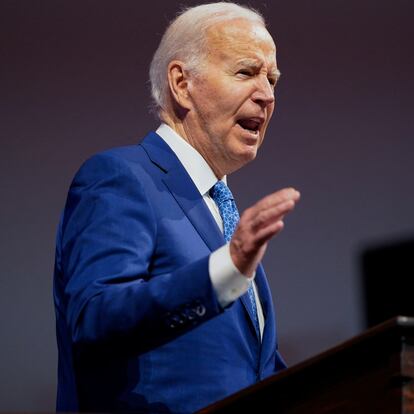 U.S. President Joe Biden delivers remarks at a church service at Mt Airy Church of God In Christ in Philadelphia, Pennsylvania, U.S., July 7, 2024. REUTERS/Nathan Howard