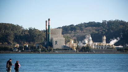 Fábrica de papel de Ence en la ría de Pontevedra.