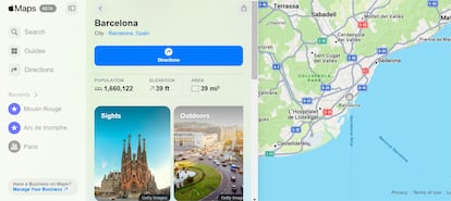 Imagen de Apple Maps en un ordenador con Windows