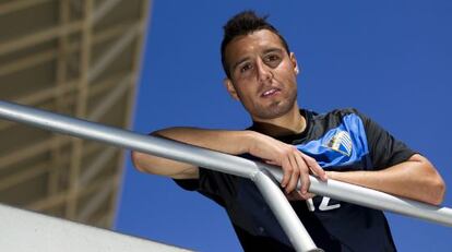 Cazorla, en el estadio de La Rosaleda