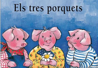 Portada per a l'edició en català d''Els tres porquets' a l'editorial Combel.