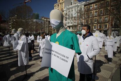 Protesta de médicos de atención primaria en Madrid el pasado mes de marzo.