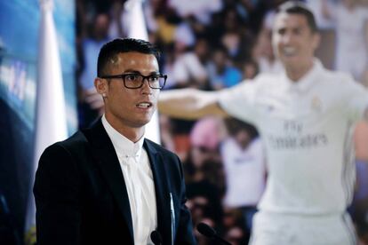 Cristiano Ronaldo, cuando renovó con el Madrid.