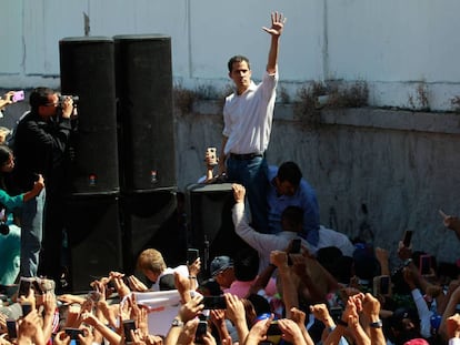 El presidente de la Asamblea Nacional de Venezuela, el opositor Juan Guaidó, en un cabildo abierto. 