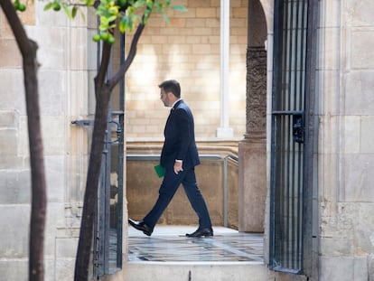 El president Pere Aragonès, momentos antes de la reunión semanal del Govern.