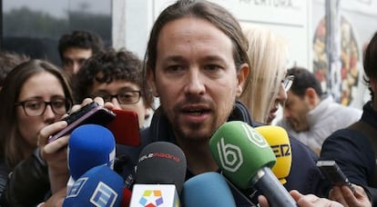 Pablo Iglesias, este s&aacute;bado antes del Consejo Ciudadano de Podemos. 