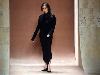 Victoria Beckham, tras un desfile de su marca en febrero de 2015.