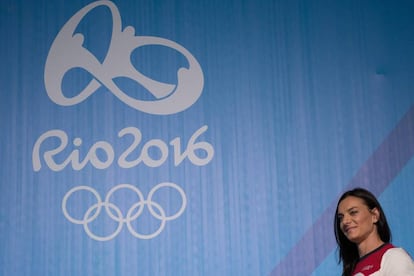 Isinbayeva, durante la rueda de prensa en la que anunció su retirada.