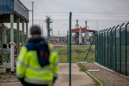 Instalaciones del almacén de gas de Trinity Energy Storage a las afueras de Almonte, en Huelva, este viernes.