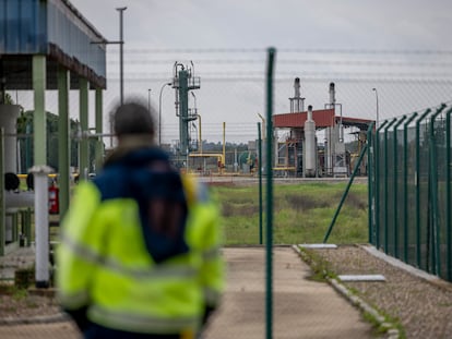 Instalaciones del almacén de gas de Trinity Energy Storage a las afueras de Almonte, en Huelva, este viernes.