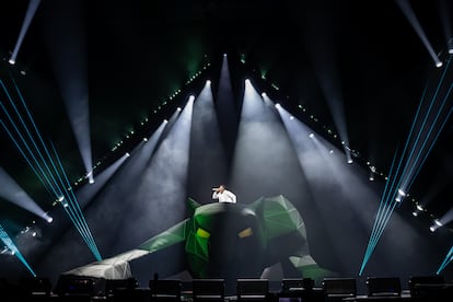 Myke Towers durante su concierto en el Movistar Arena el 20 de mayo de 2025 en Madrid.
