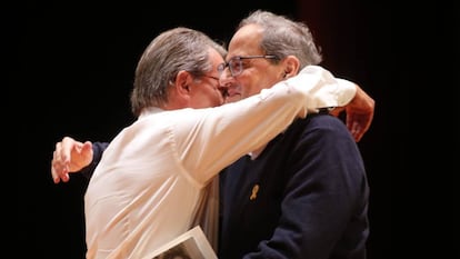 Artur Mas (izquierda) y Quim Torra, este sábado en un acto de Junts per Catalunya en Terrassa.