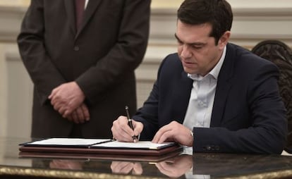 Tsipras, tras jurar como primer ministro.