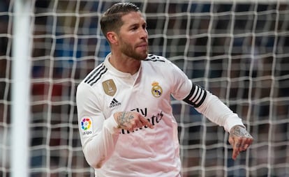 Sergio Ramos celebra uno de sus goles.