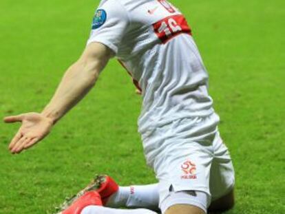 Blaszczykowski celebra su gol ante Rusia.