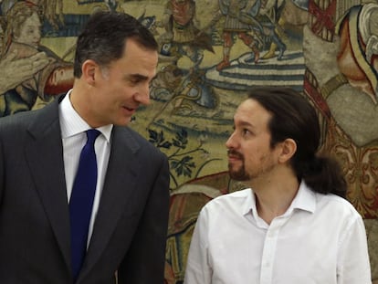 El Rey Felipe VI recibe al l&iacute;der de Podemos, Pablo Iglesias, este viernes.