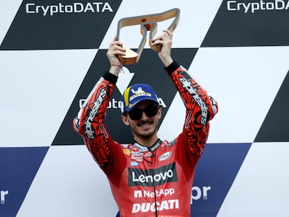 Pecco Bagnaia celebra este domingo su victoria en el GP de Austria.