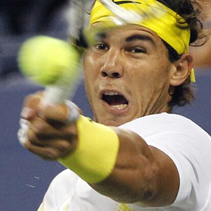 Rafael Nadal, en un momento de su enfrentamiento con Andrey Golubev.