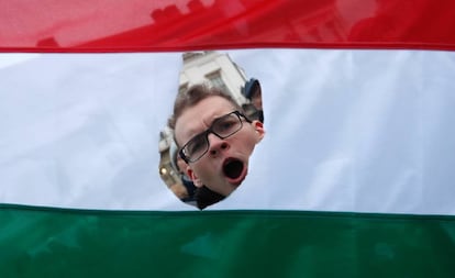 Protestas en Budapest contra el Gobierno de Orbán, el pasado mes de febrero.