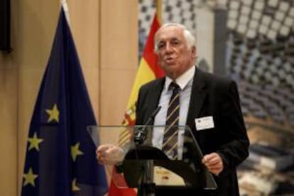 El alto comisionado para la Marca España, Carlos Espinosa de los Monteros, durante su intervención en el acto de presentación de la Marca España ante las instituciones europeas, el pasado martes en Bruselas.