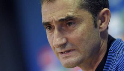 Ernesto Valverde, en la sala de prensa de la Ciudad Deportiva.