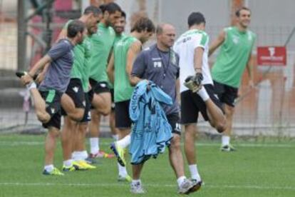 Mel, en el entrenamiento del Betis.