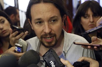 El l&iacute;der de Podemos, Pablo Iglesias, en el Congreso. 