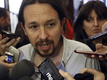 El l&iacute;der de Podemos, Pablo Iglesias, en el Congreso. 