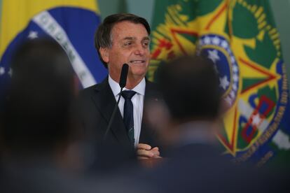 El presidente de Brasil, Jair Bolsonaro, da un discurso el pasado 9 de octubre.