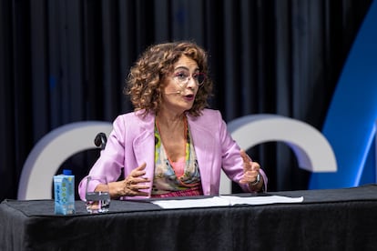 La vicepresidenta del Gobierno, Maria Jesus Montero, este martes en World in Progress organizado por EL País en el Caixaforum de Barcelona.