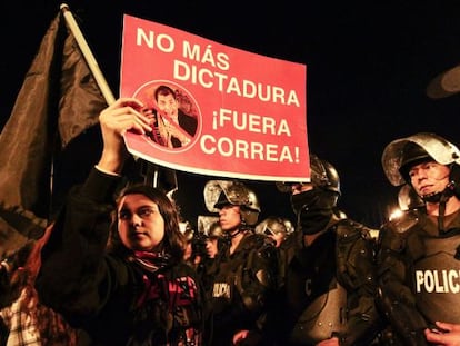 An anti-government protest in Quito on Monday.