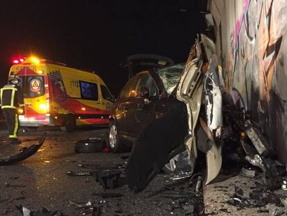 Vehículo en el que murió en septiembre de 2019 la víctima de un conductor kamikaze en la M-50 (Madrid).