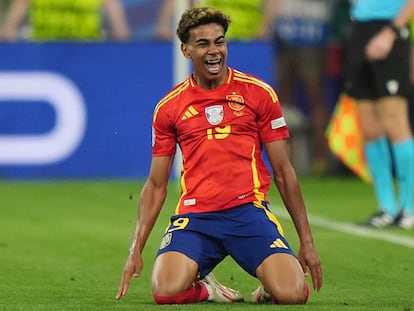 Lamine Yamal celebra el gol marcado a Francia en la semifinal de la Eurocopa.
