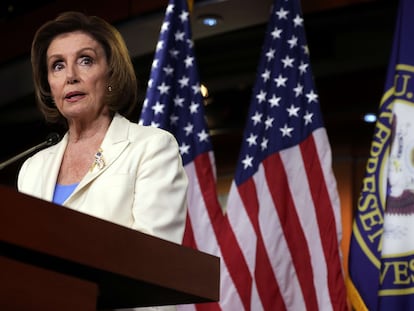 Nancy Pelosi, durante una rueda de prensa este jueves, en el Capitolio de EE UU.