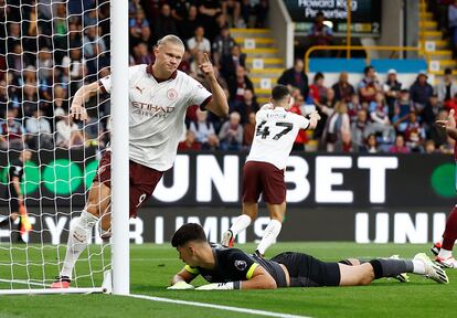 El delantero del Manchester City, Haaland, celebrando un gol.