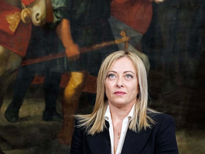 La primera ministra italiana, Giorgia Meloni, el viernes en el palacio Chigi, en Roma.