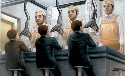 'Repostar comida' (1996), una de las obras de Tetsuya Ishida en el Palacio de Velázquez. 