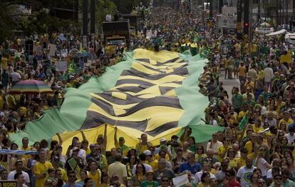 Protesto na Avenida Paulista, S&atilde;o Paulo.