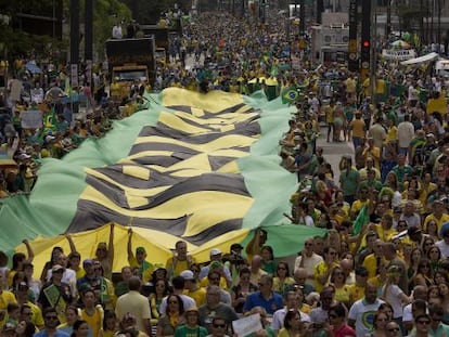 Protesto na Avenida Paulista, S&atilde;o Paulo.
