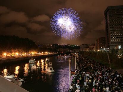 Una de las exhibiciones de fuegos artificiales de la pasada Aste Nagusia