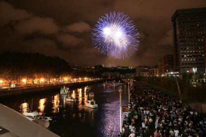 Una de las exhibiciones de fuegos artificiales de la pasada Aste Nagusia