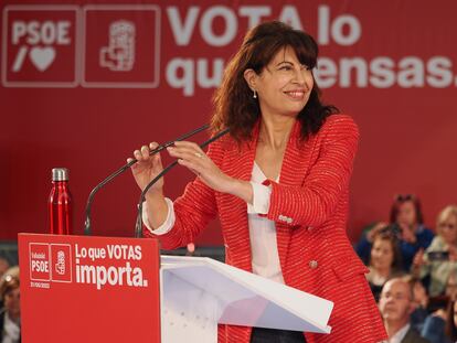 Ana Redondo, durante un acto de campaña del PSOE en Valladolid, en mayo de 2023.