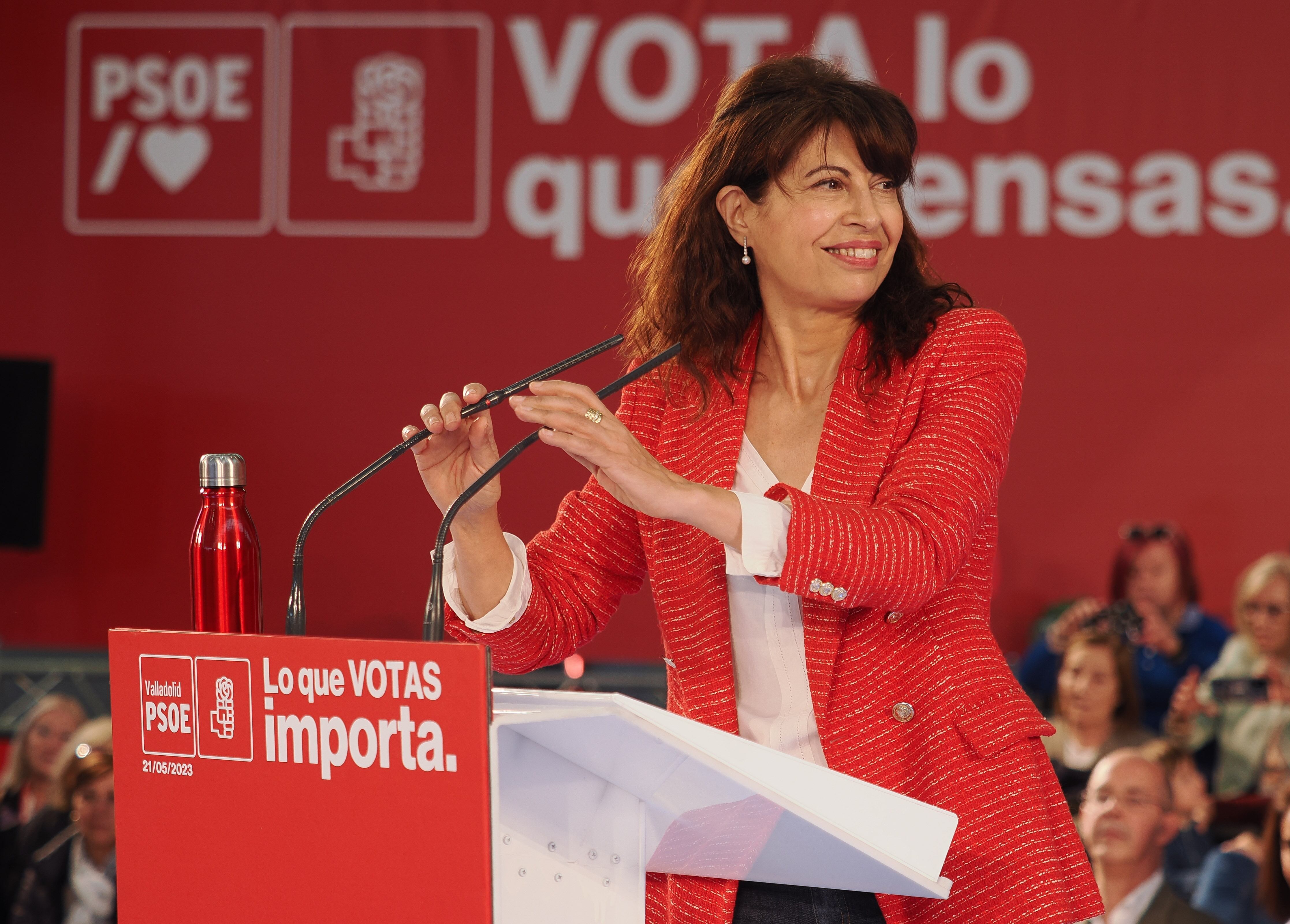 Ana Redondo, durante un acto de campaña del PSOE en Valladolid, en mayo.