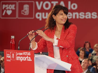 Ana Redondo, durante un acto de campaña del PSOE en Valladolid, en mayo de 2023.