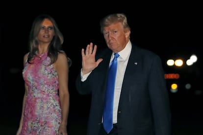 Donald Trump com sua esposa, Melania, em 25 de julho, na Casa Branca.