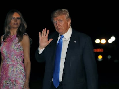 Donald Trump com sua esposa, Melania, em 25 de julho, na Casa Branca.