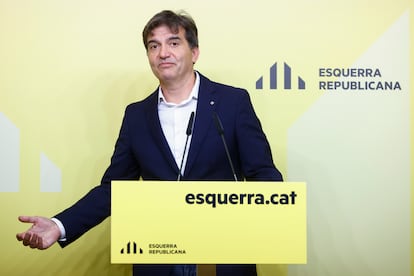 El vicenconsejero del Govern, Sergi Sabrià, en la rueda de prensa del jueves en la que anunció su dimisión por el escándalo de los carteles.